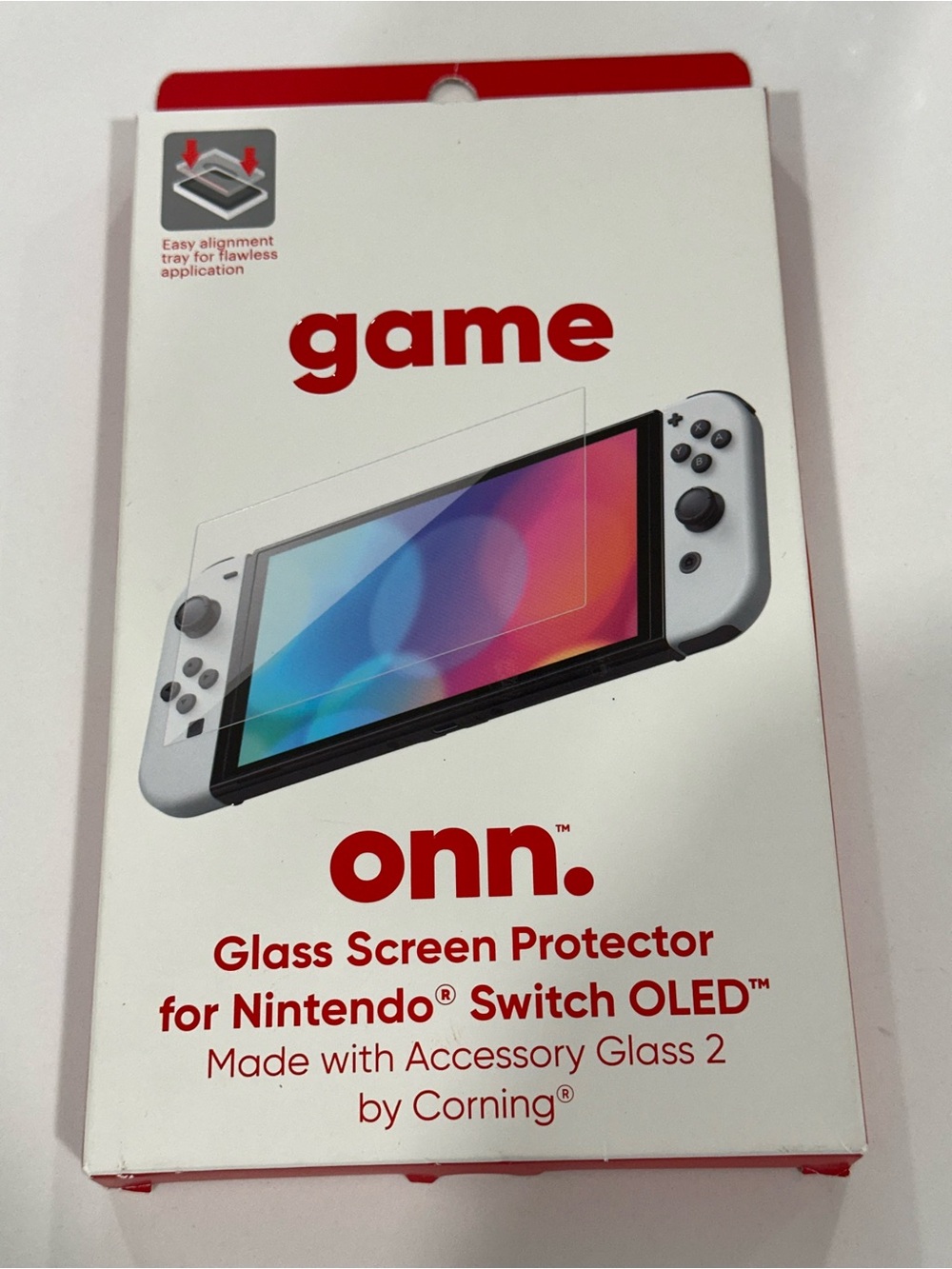 On Running White and Red Tablet/Console Screen Protector Packaging